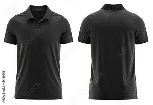 Black Color 3d rendered Short Sleeve polo shirt with Rib collar and cuff