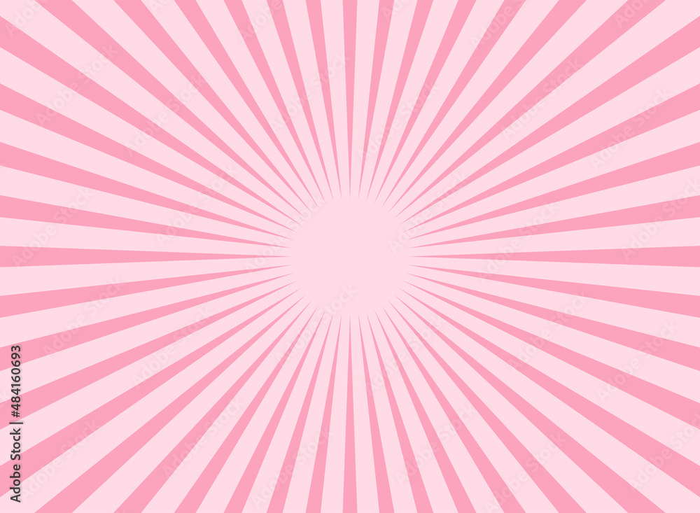 Sunlight background. Candy Pink color burst background. Sun beam ray