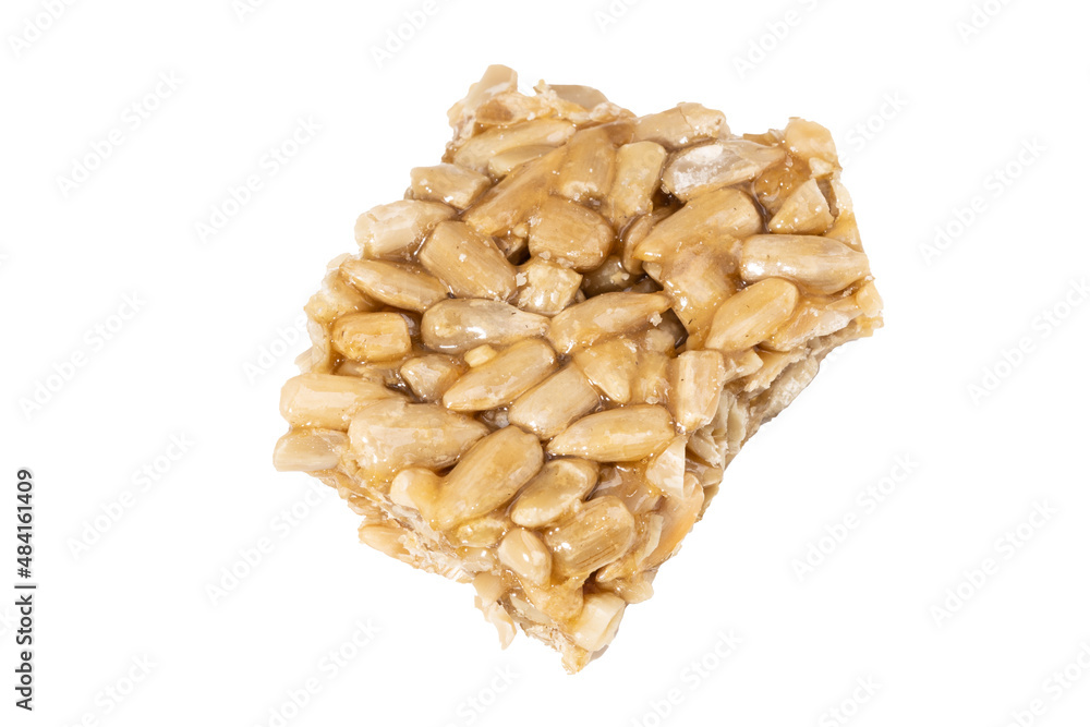 a piece of kozinak isolate on a white background a piece of kozinak isolate on a white background