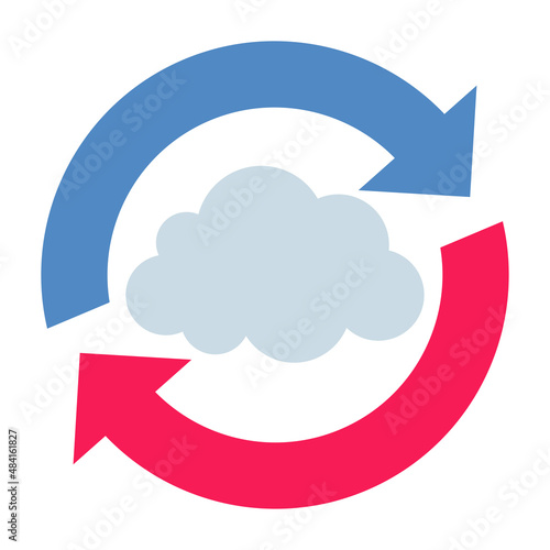 Flat color icon for cloud sync.