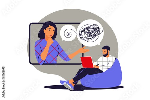 Psychological counseling concept. Psychological assistance service. Vector illustration. Flat.