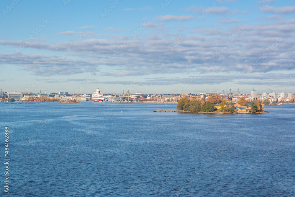 View to the Helsinki, Lonna island and Gulf of Finland in autumn, Helsinki, Finland