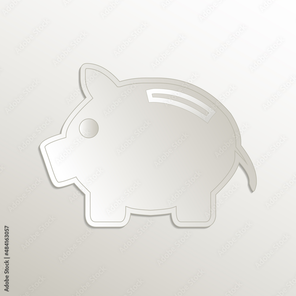 Saving piggy bank icon, card paper 3D natural vector Saving piggy bank icon, card paper 3D natural vector