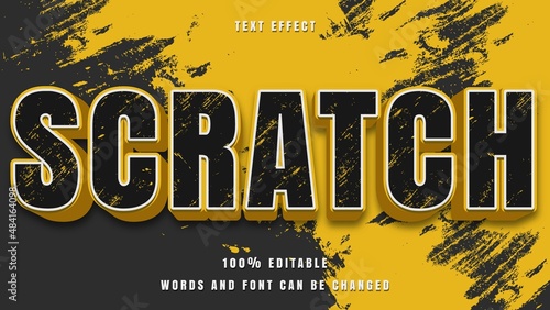 Black Yellow Grunge Word Scratch Editable Text Effect Design Template