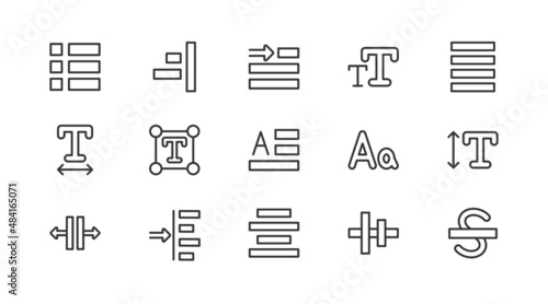 Vector set of text editor  thin line icons.