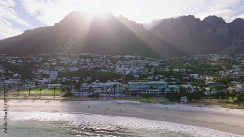 Aerial view of Camps Bay and Table Mountain, South Africa