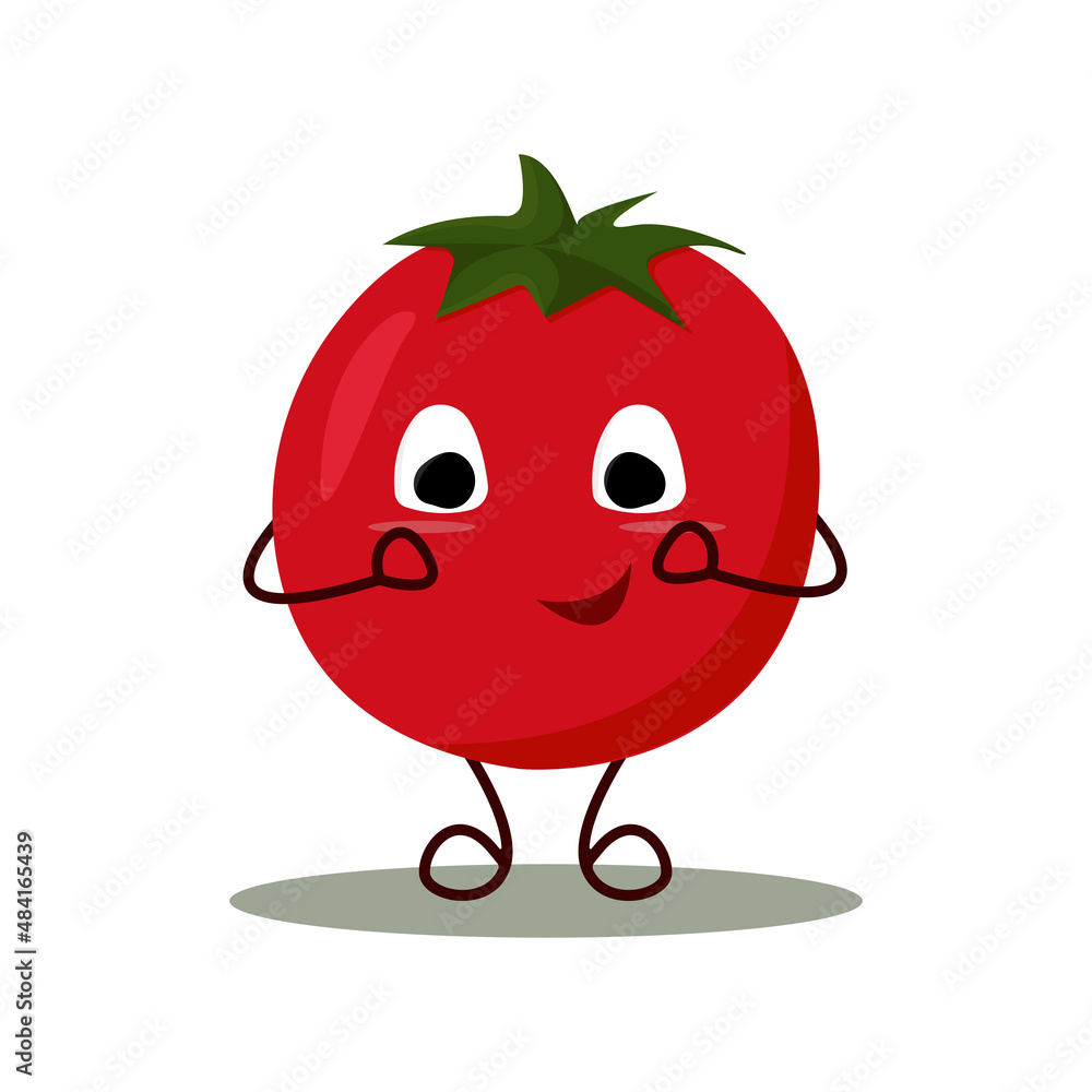 Fototapeta premium Tomato cartoon illustration. Vector. Character