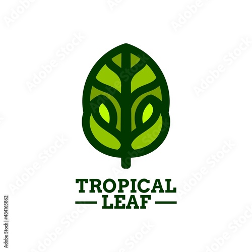 tropical green leaf nature logo concept design illustration