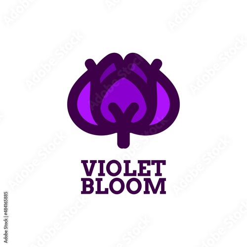 violet bloom purple nature logo concept design illustration