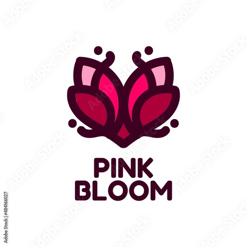 pink bloom flower nature logo concept design illustration