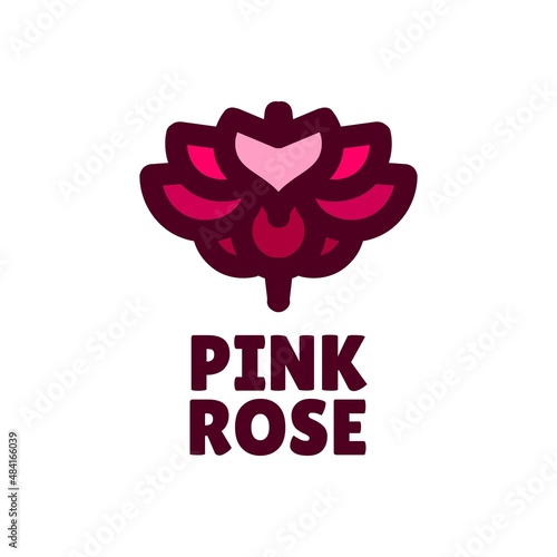 pink rose flower nature logo concept design illustration