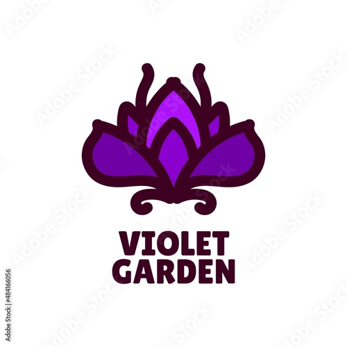 violet garden flower nature logo concept design illustration