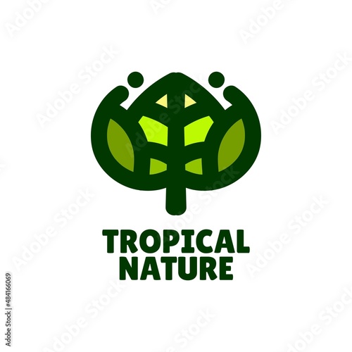 tropical nature leaf plant nature logo concept design illustration