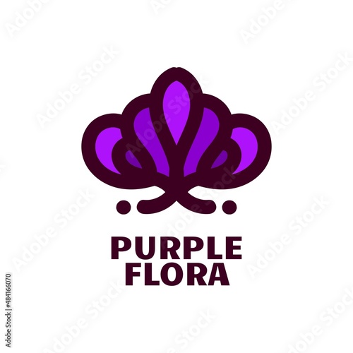 purple flower nature logo concept design illustration