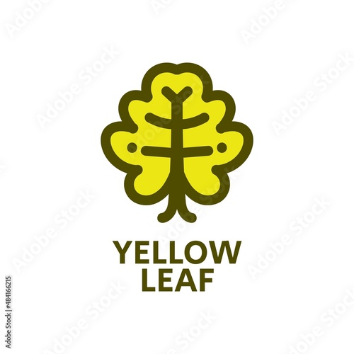 yellow leaf nature logo concept design illustration