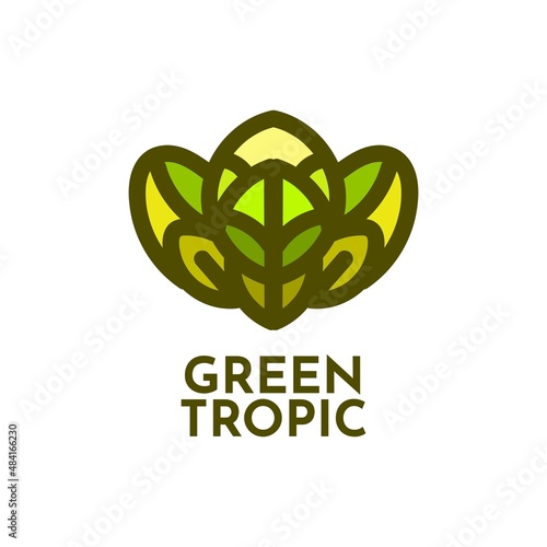 green tropic leaf plant nature logo concept design illustration