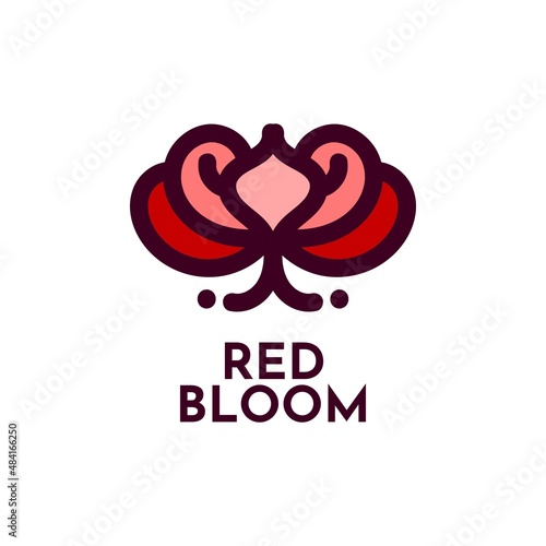 red bloom flower nature logo concept design illustration