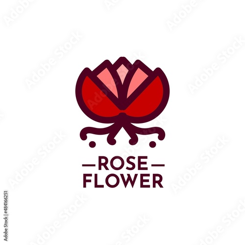 rose flower nature logo concept design illustration