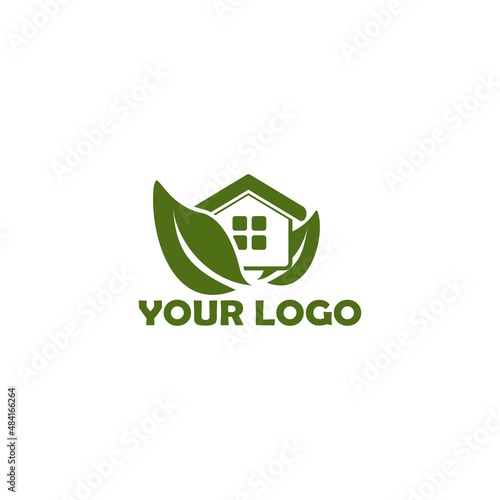 vector graphic nature green house logo, simple design vector graphic green house logo, tree logo, home farm logo template, simple design.