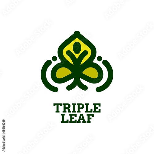 triple leaf nature logo concept design illustration