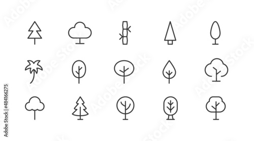 Simple line set of tree  icons.