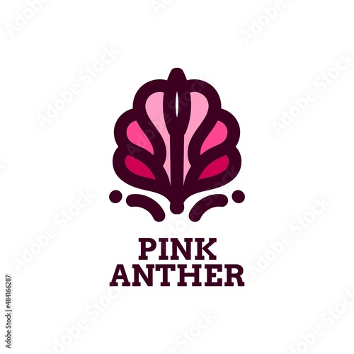 pink anther flower nature logo concept design illustration