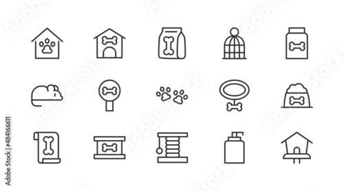Line stroke set of vet icons.