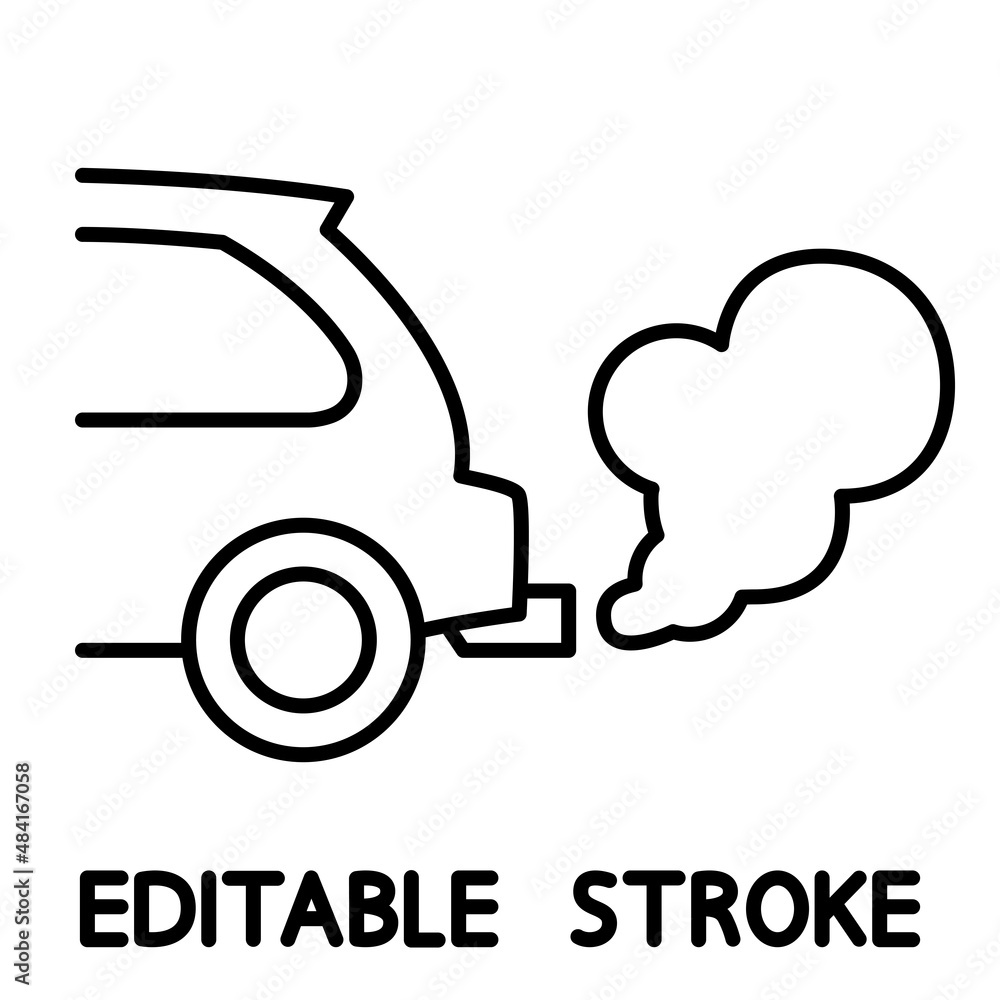 Car with CO2 cloud. Atmospheric pollution from vehicle. The car emits carbon dioxide. Antipollution concept Car with CO2 cloud. Atmospheric pollution from vehicle. The car emits carbon dioxide. Antipollution concept