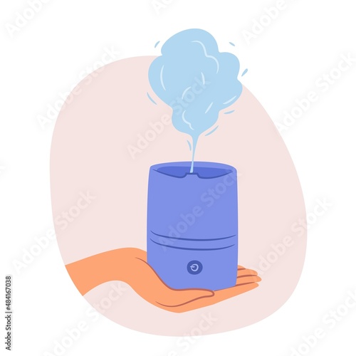 Humidifier in hand vector illustration isolated on white background