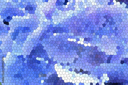 Beautiful abstract mosaic background. Colors blue white. Blue stained glass