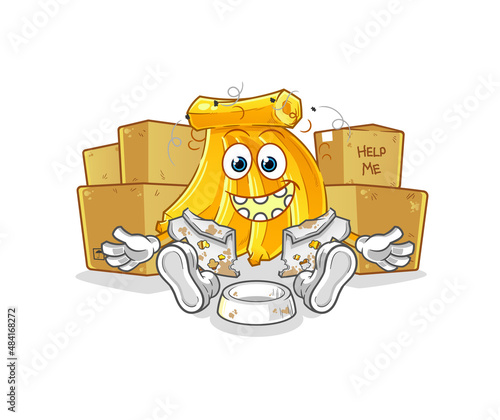 Banana homeless character. cartoon mascot vector