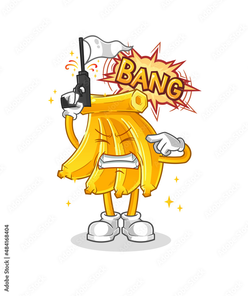 Banana warning shot mascot. cartoon vector Banana warning shot mascot. cartoon vector