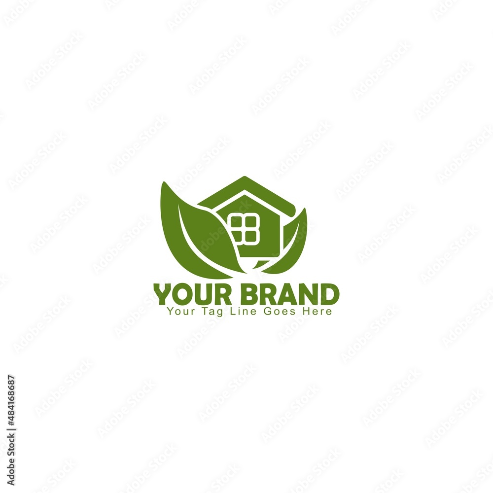 vector graphic nature green house logo, simple design vector graphic green house logo, tree logo, home farm logo template, simple design.
