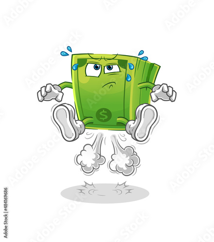 money fart jumping illustration. character vector