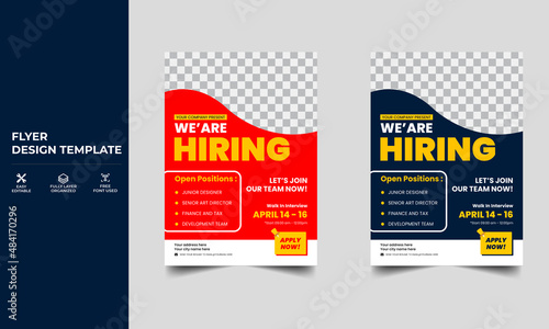 Hiring Job flyer, We are hiring Job advertisement flyer design template Vector