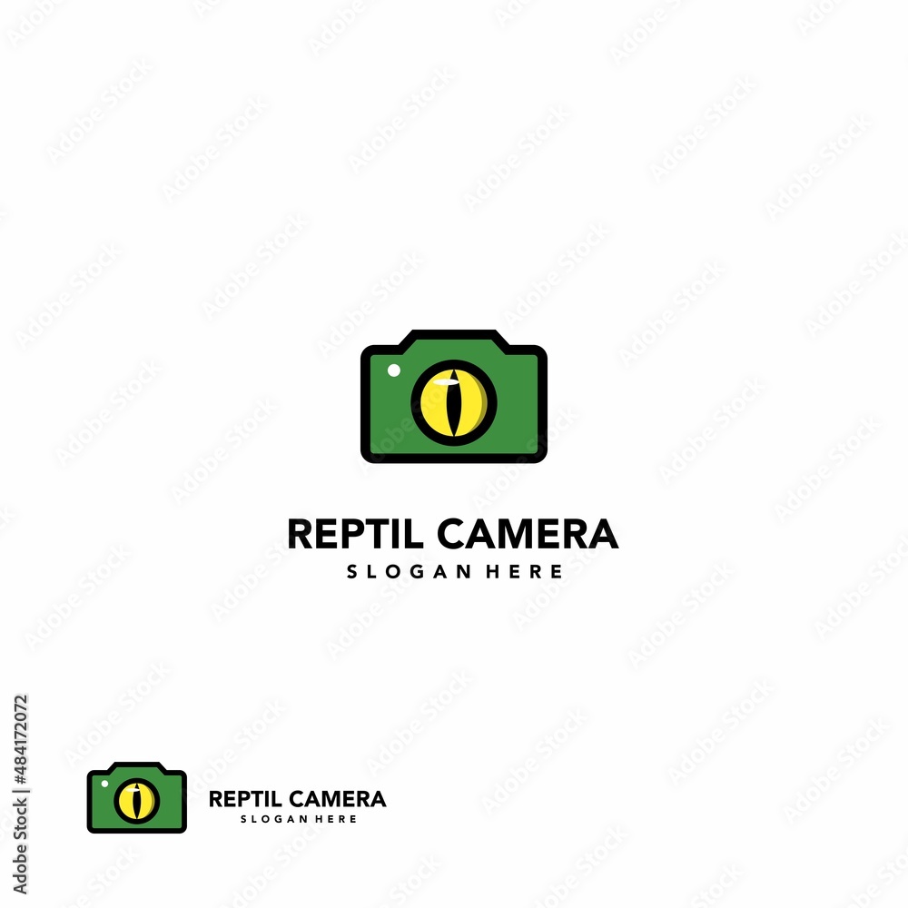 Fototapeta premium reptil camera logo design on isolated background. reptil eye with camera logo 