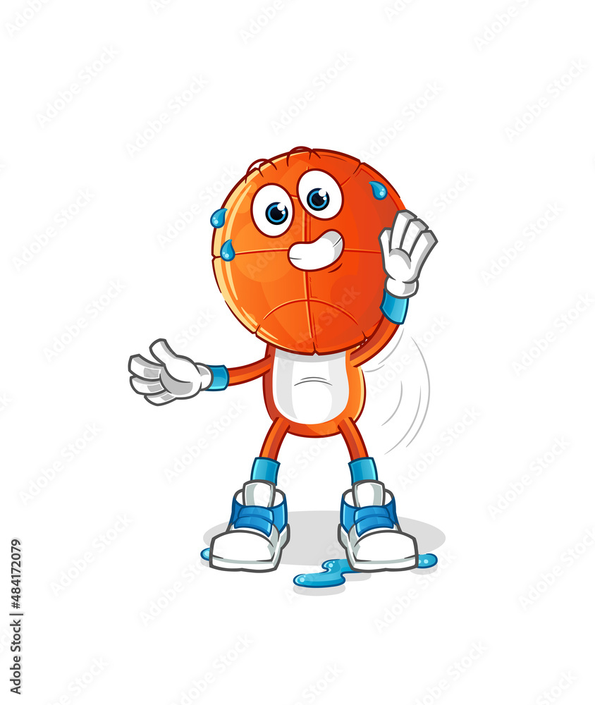 basketball head cartoon stretching character. cartoon mascot vector