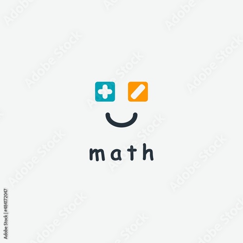 simple math education logo design. happy math logo. smile math logo