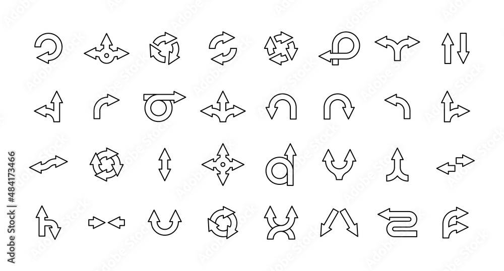 Set of arrows. A collection of silhouettes of black pointers on white background. Vector illustration Set of arrows. A collection of silhouettes of black pointers on white background. Vector illustration