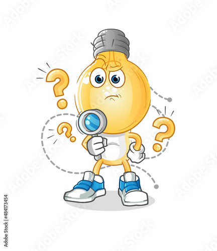 light bulb head cartoon searching illustration. character vector photo