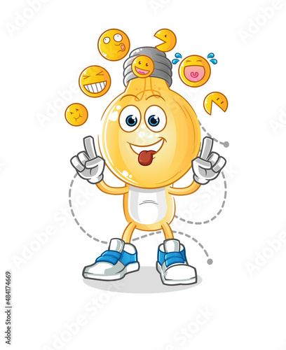 light bulb head cartoon laugh and mock character. cartoon vector