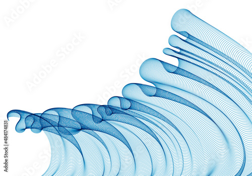 Wave of flowing particles abstract vector background, smooth curvy shape dots transparent tulle textile on wind. 3d shape dots blended mesh, relaxing tranquil wallpaper.