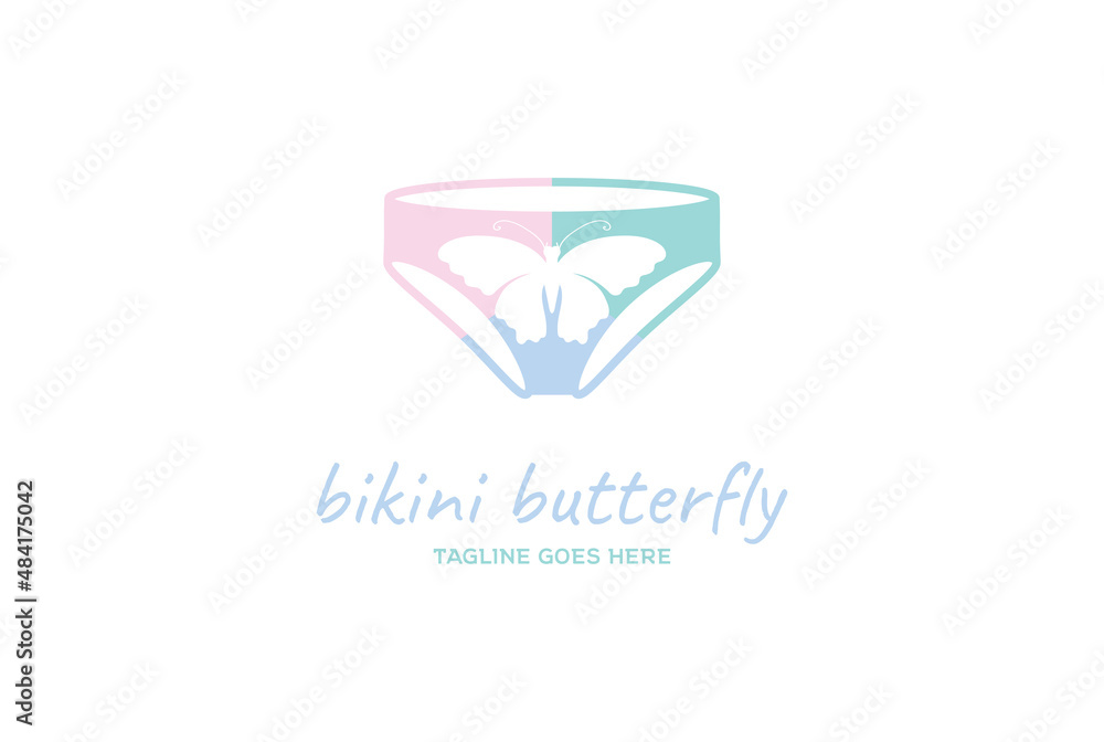 Hot Sexy Bikini Pant with Butterfly Motif Logo Design Vector Hot Sexy Bikini Pant with Butterfly Motif Logo Design Vector