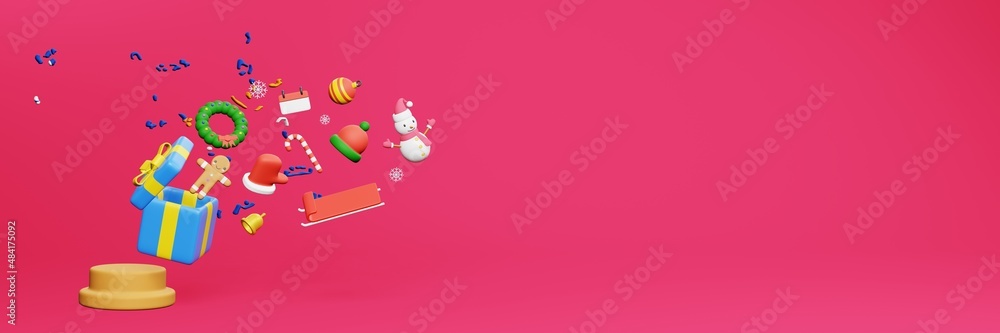 3d rendering of christmas new year celebration in Marshall Islands for web cover and social media