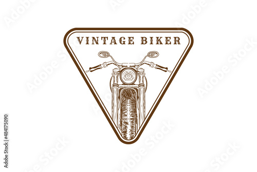 Retro Vintage Harley Davidson Motorcycle for Biker Club Logo Design Vector