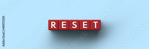 Obraz na płótnie 3D rendered red dices with the word reset