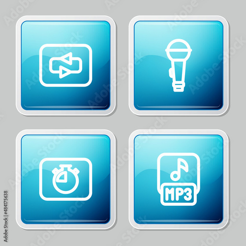 Free Download Set line Repeat button, Microphone, Stopwatch and MP3 file icon. Vector - GFXLoad