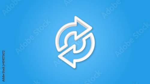 Refresh Arrows, sync, exchange 3d realistic line icon. Vector top view illustration. color pictogram isolated on blue background