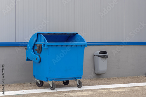 Open Blue Dumpster