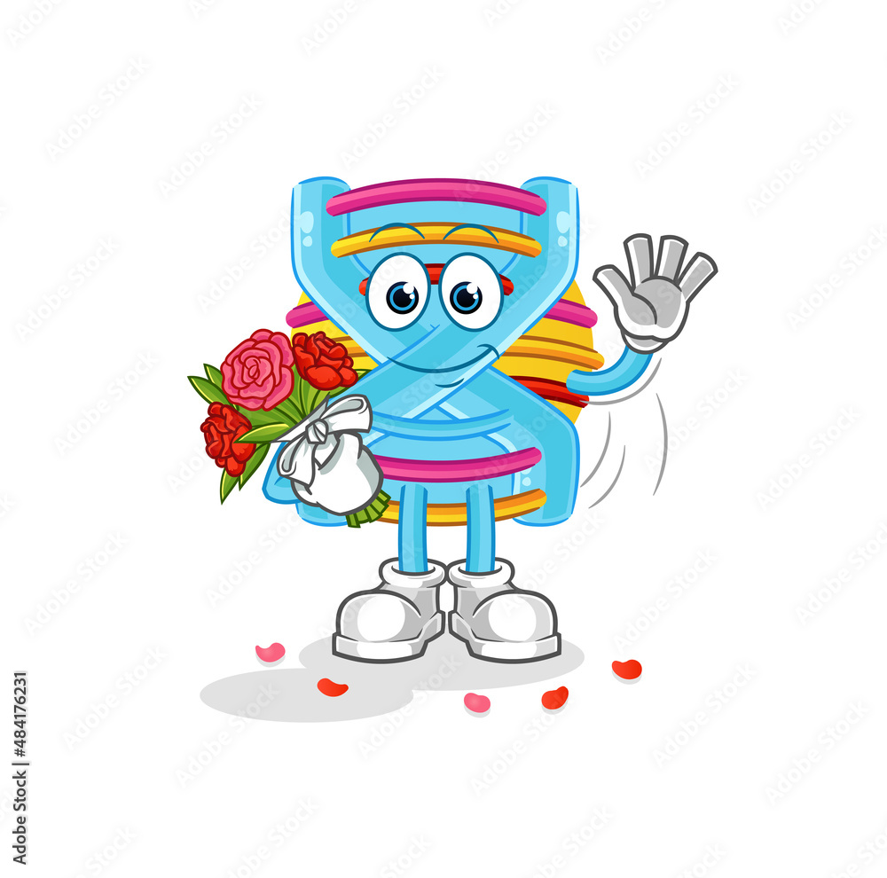 Fototapeta premium DNA with bouquet mascot. cartoon vector
